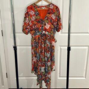 EUC Lace & Mesh Uneven Hem Dress